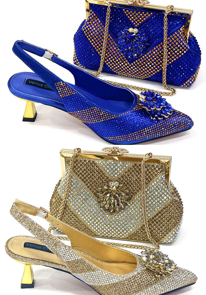 Pointed-Toe Shoe And Bag Set Combination Heels Pointed-Toe Shoes Trapezoidal Bags