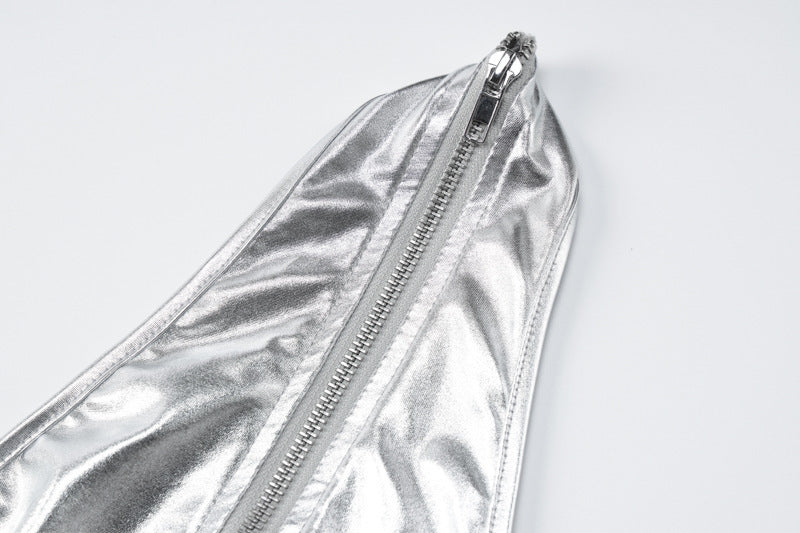 Women's Summer Solid Color Pleated Sexy Halter Neck Zipper Slim Bodycon Dress Girls Dress 12