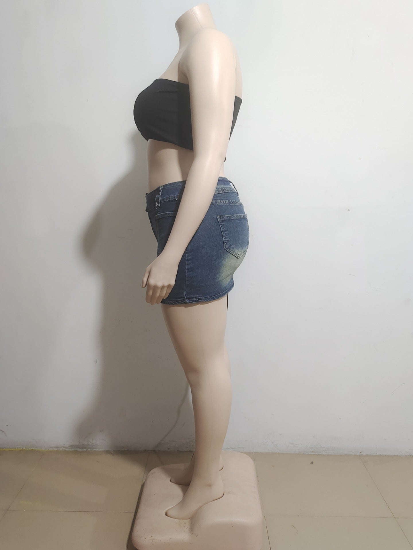 Women Sexy Retro Washed Bodycon Denim Skirt 8