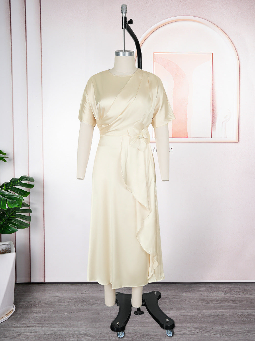 Plus Size African Elegant Solid Dress 15