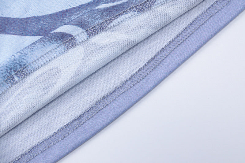 Women Spring Sexy Printed Off Shoulder Tank Top Shorts Two-piece Set 14