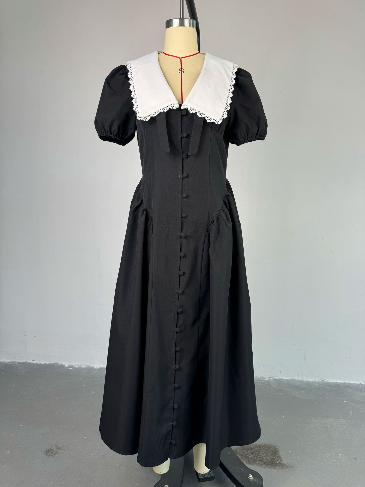 Women autumn and winter French puff sleeve Maxi dress 10