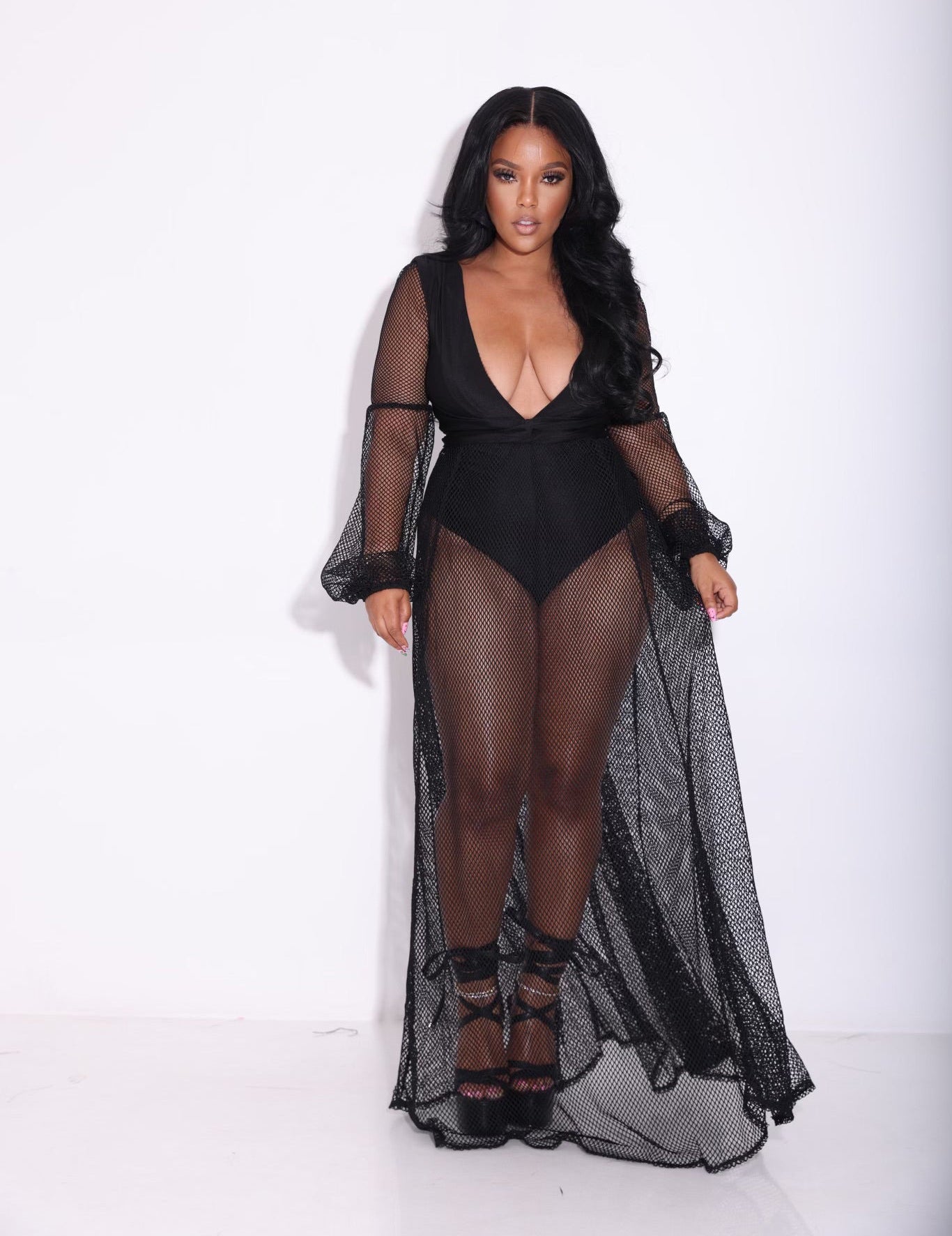 Women Sexy V-Neck Beach Swimwear Mesh Jumpsuit 3