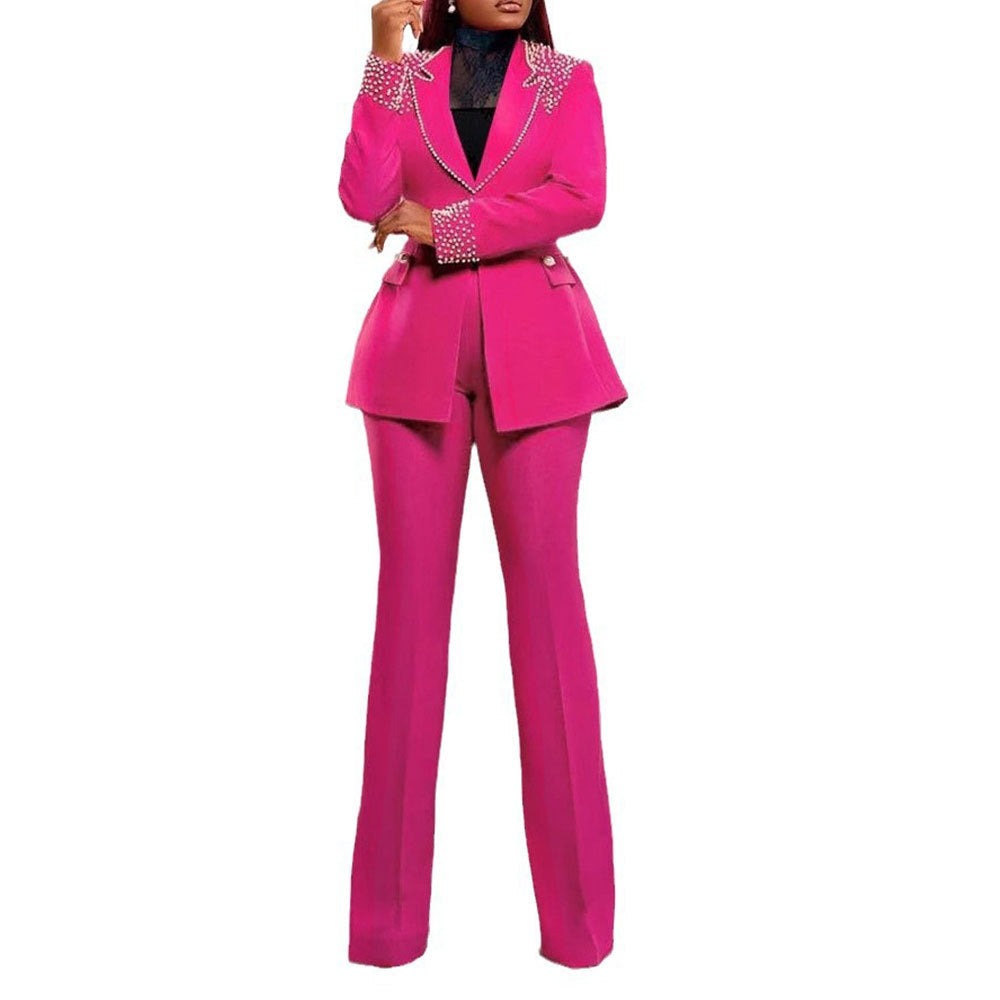 Pearl Long Sleeve Slim Blazer Pants Two-Piece Suit 9