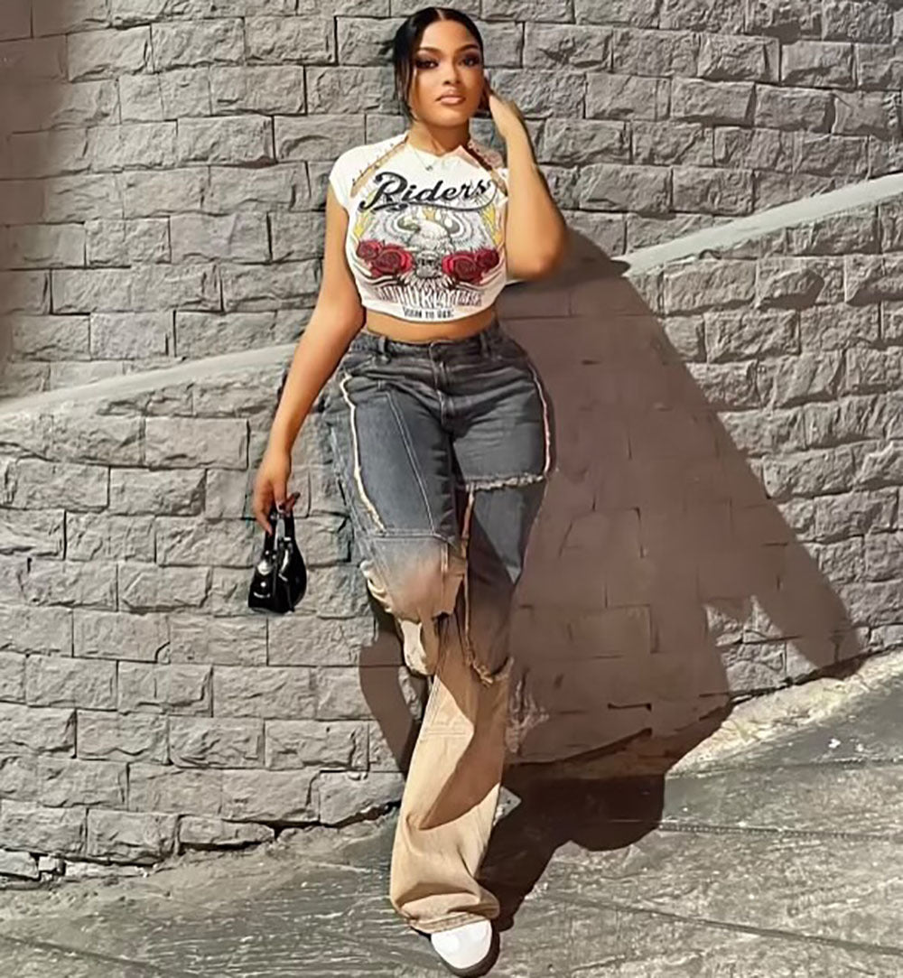 Women Gradient Denim Pants 6