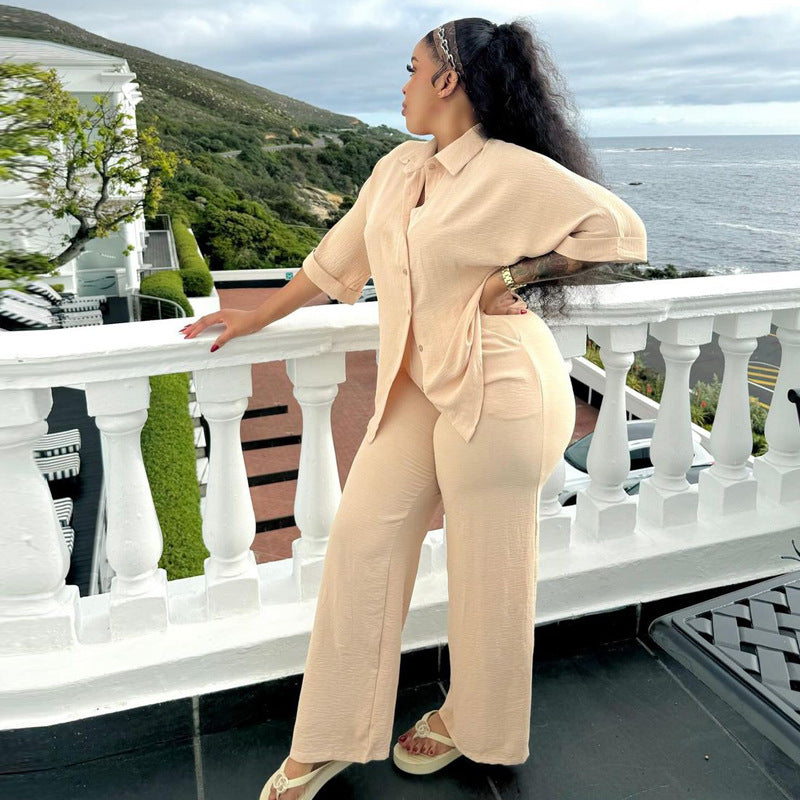 Women African Casual Short-sleeved shirt and trousers two-piece suit 3