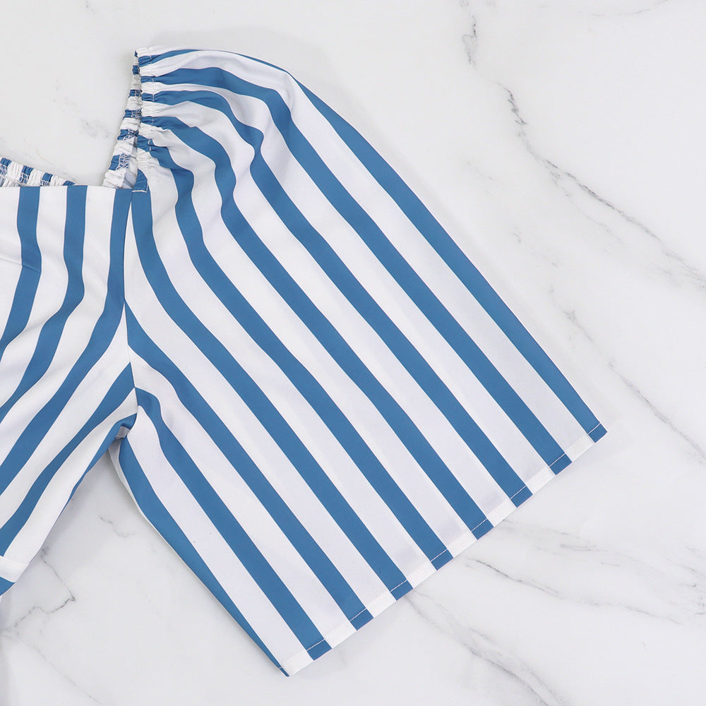 Printed V-Neck Pleated Summer Dress 7