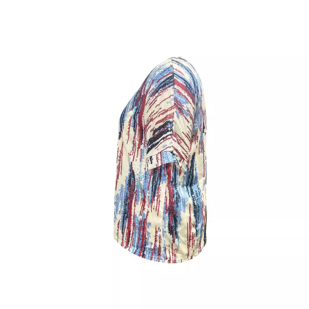 Casual Fashion Loose Short Sleeve Pullover Round Neck Printed Women's Plus Size T-Shirt 5