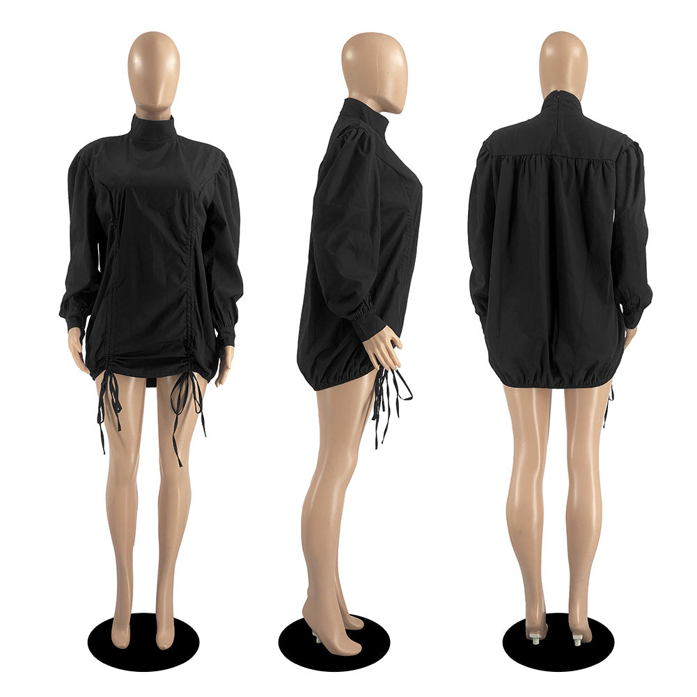 Women Casual Loose Shirt Pleated Dress 8