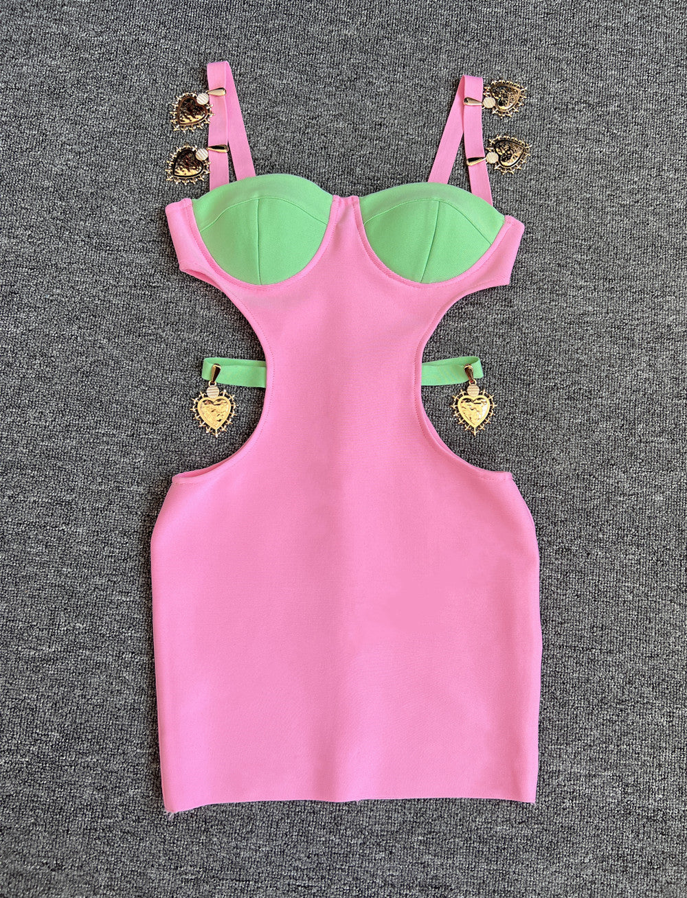 Women Contrast Color Patchwork Suspender Sexy Cut Out Elastic Bandage Dress 8