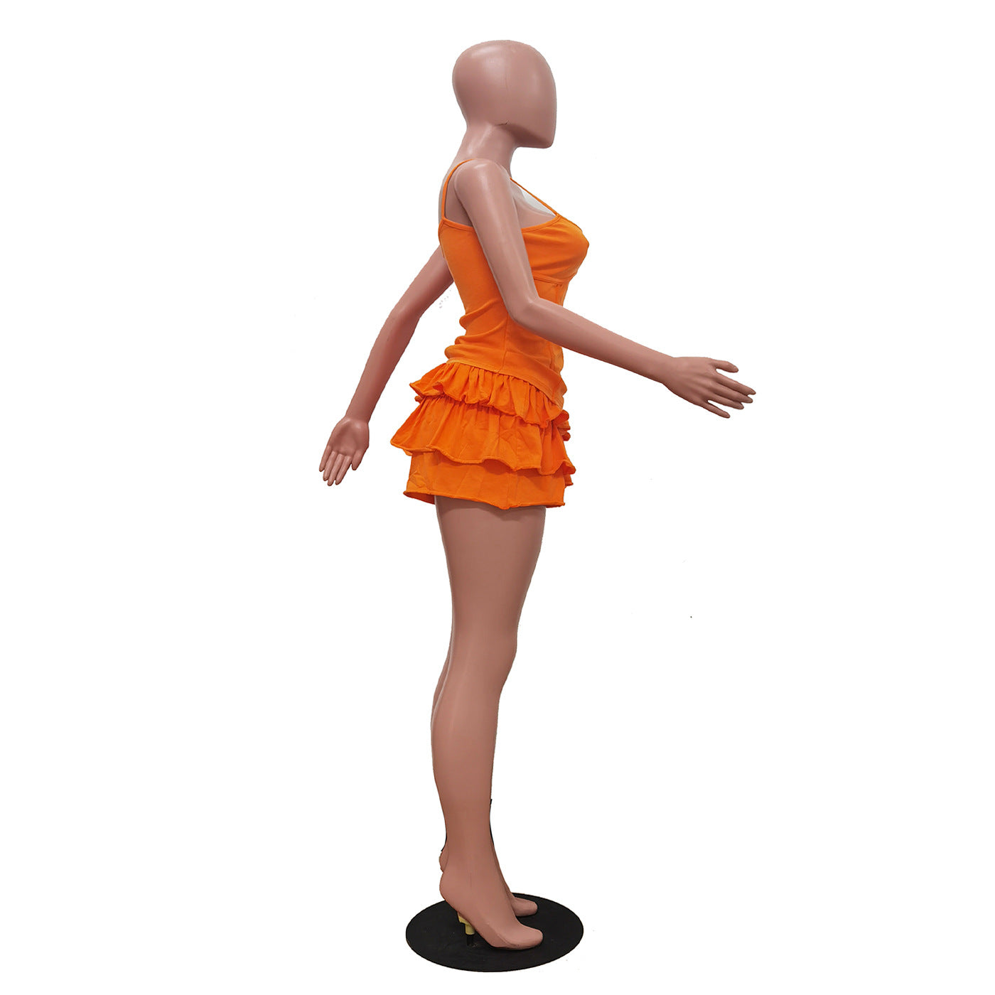 Women's Solid Strap Tank Top and Ruffled Shorts Set 17