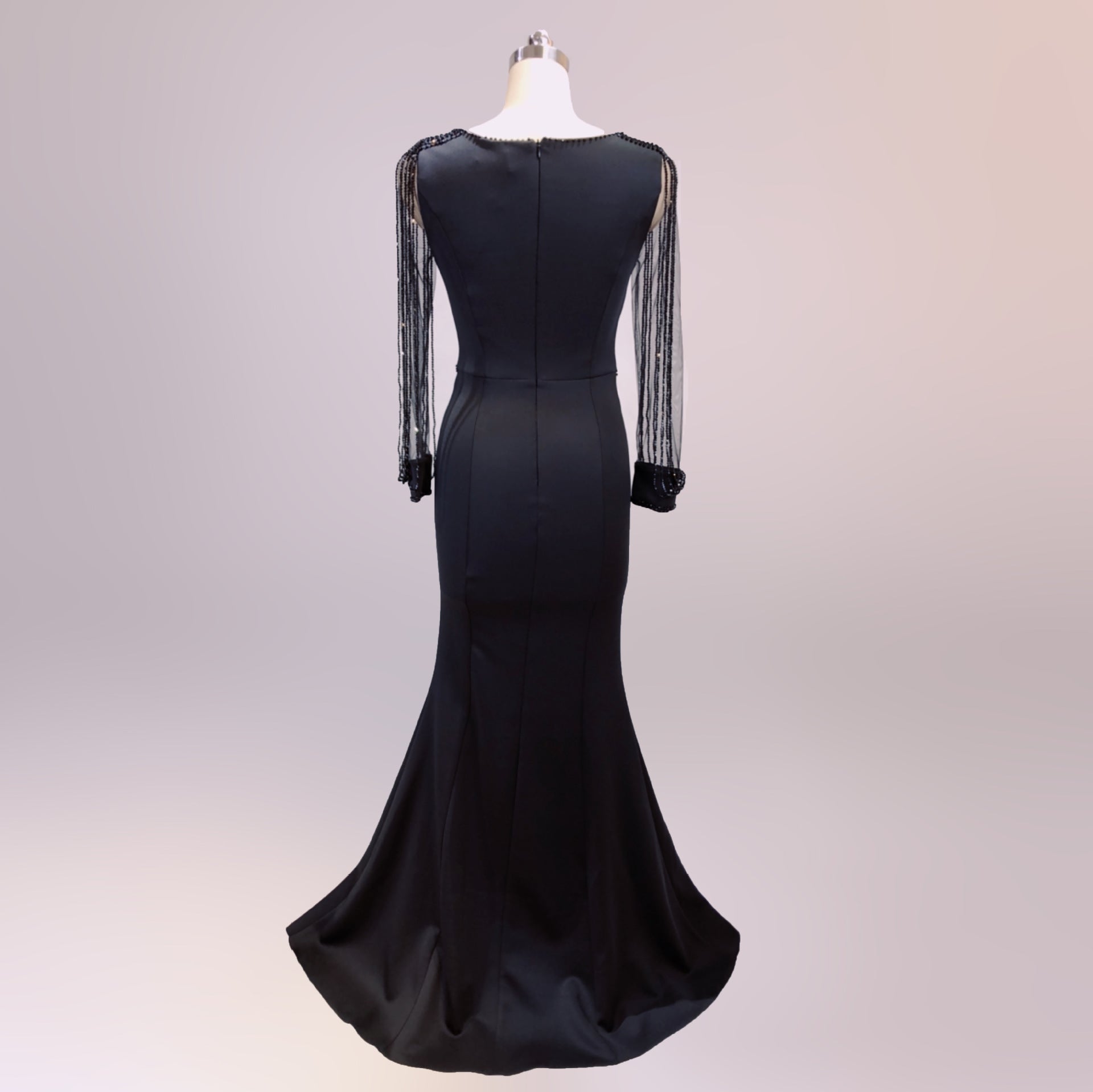 Bridal toast autumn long-sleeved rhinestone chain mermaid long evening dress 21