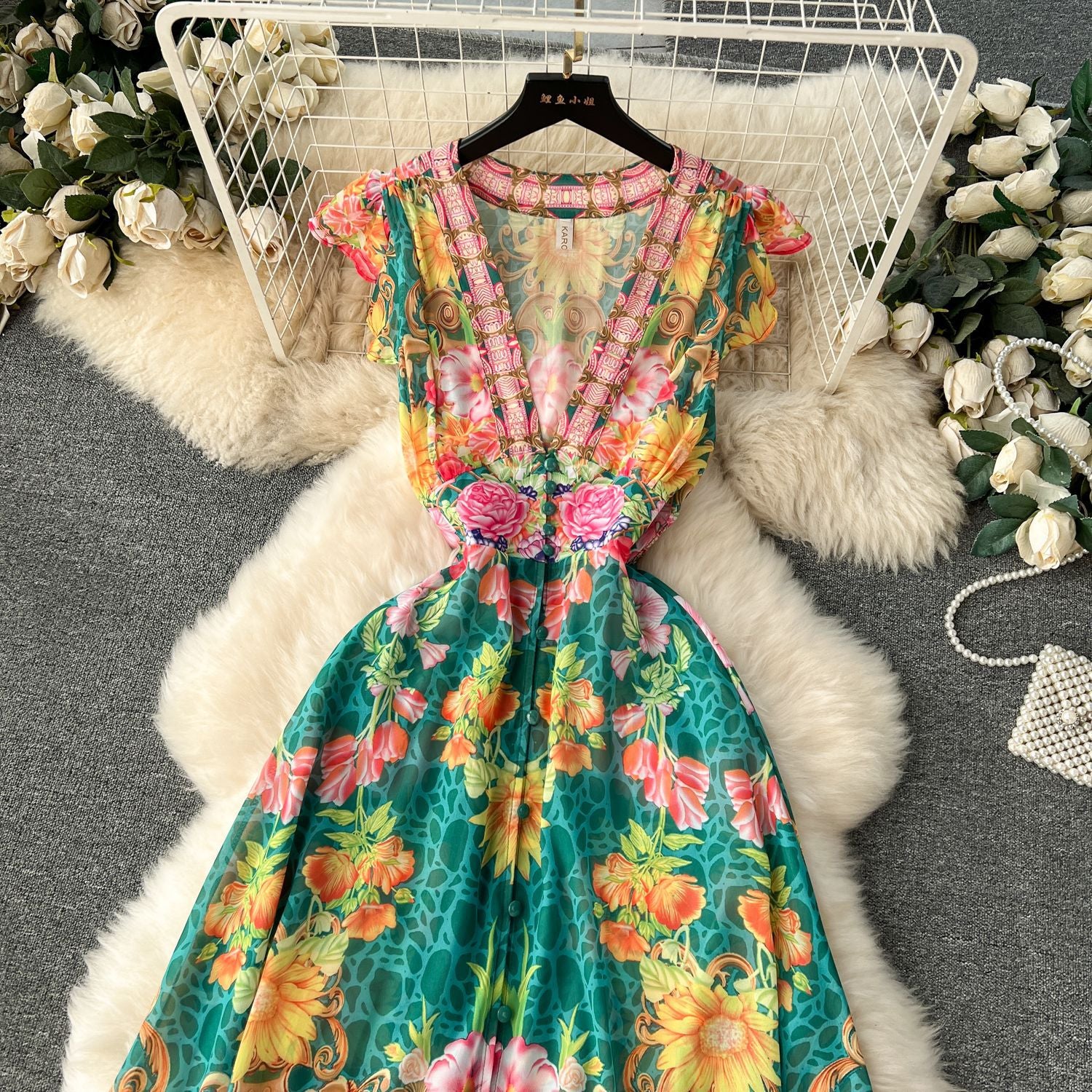 Women Holidays Sexy V Neckchiffon Ruffle Dress 18