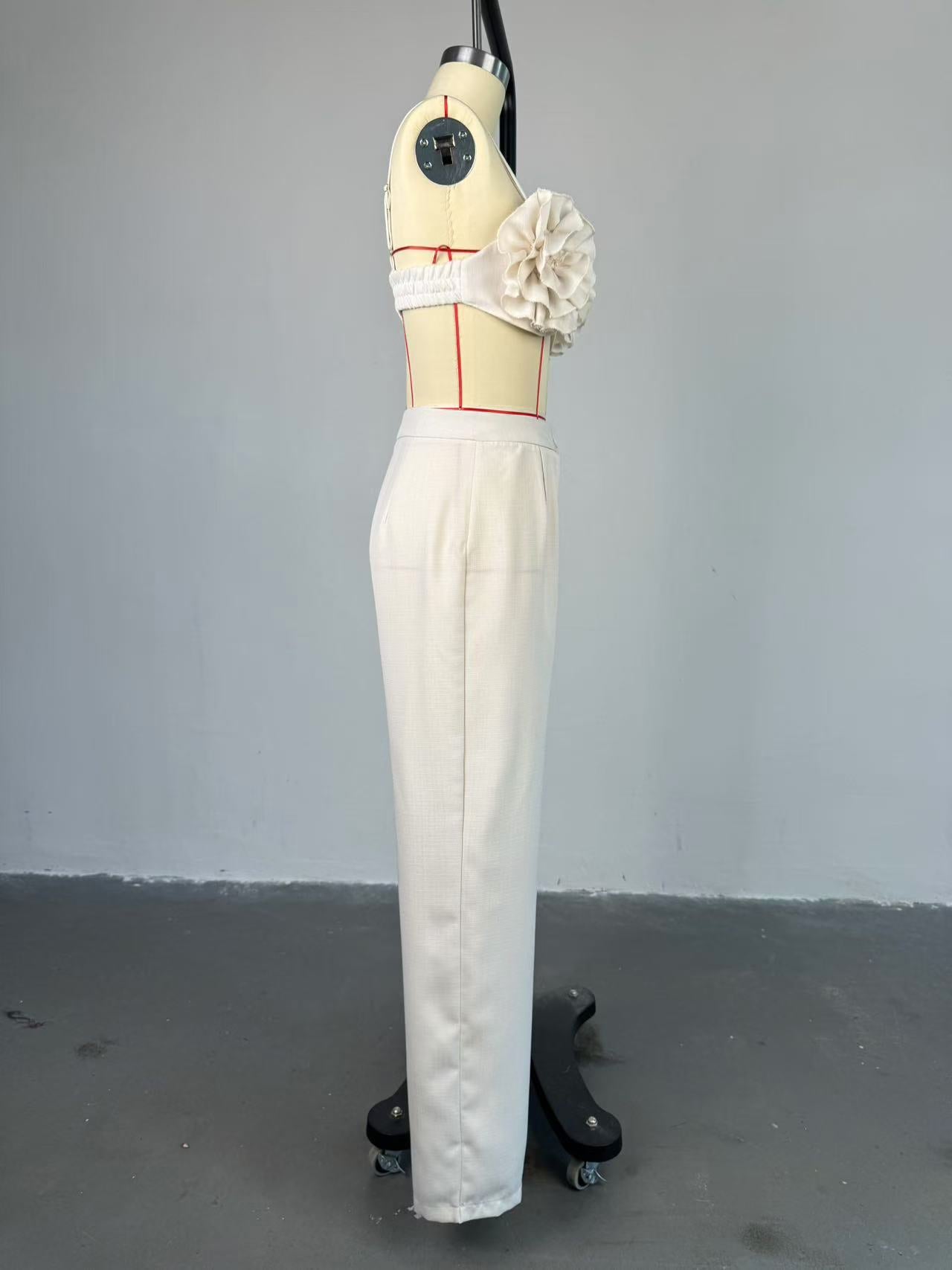 Women Fall Strapless Top and Pant Two Piece Set 9