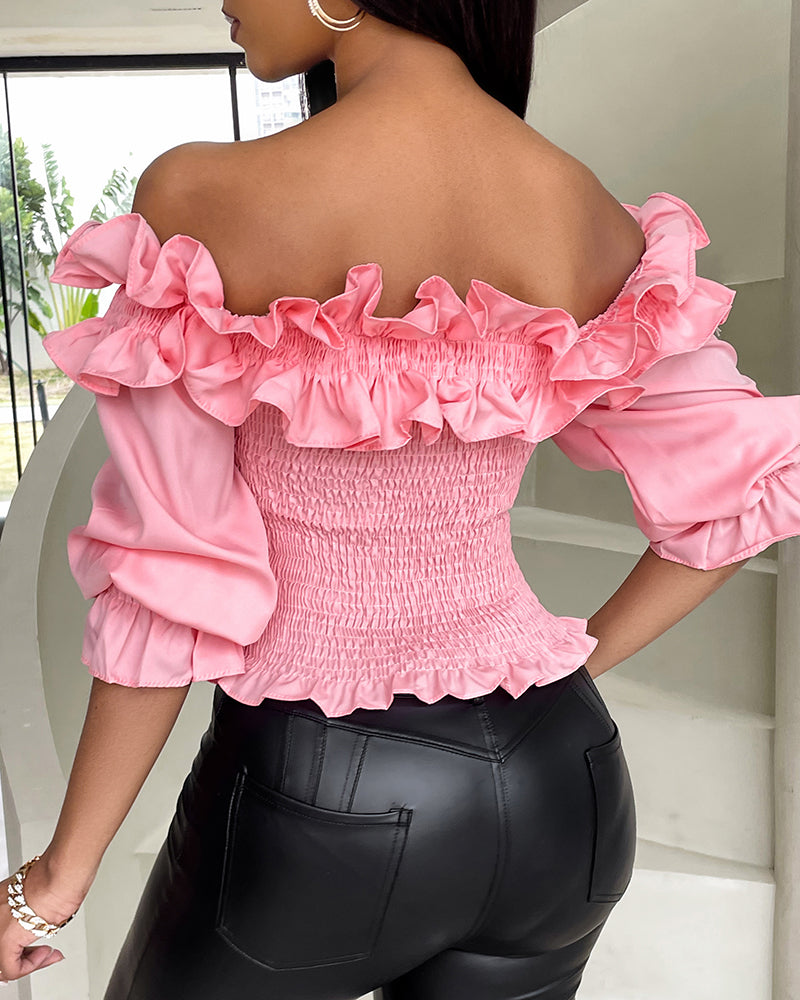 Ruffled Off Shoulder Long Sleeve Top 6