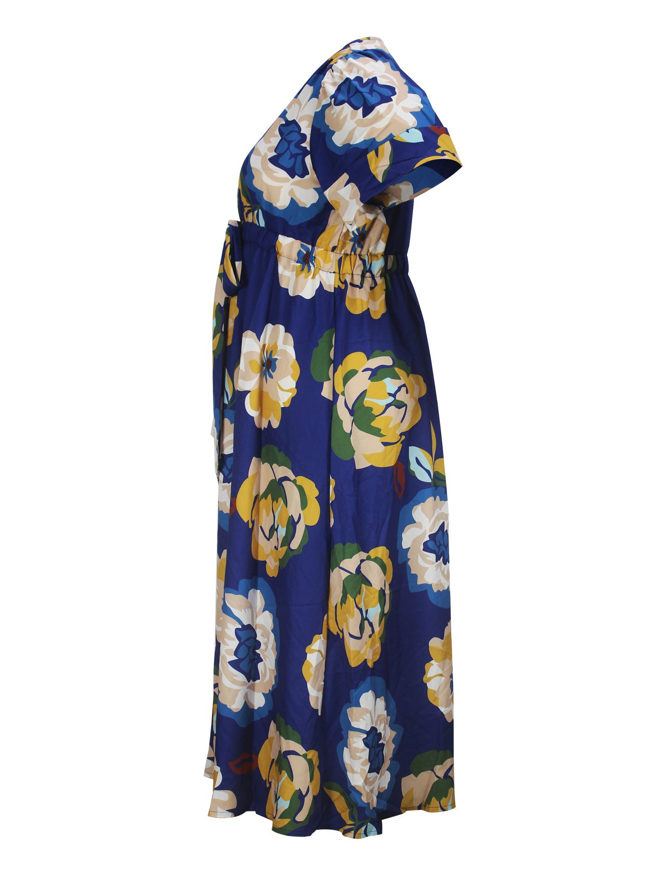 Plus Size Women Elegant V-Neck Short Sleeve Dress 7