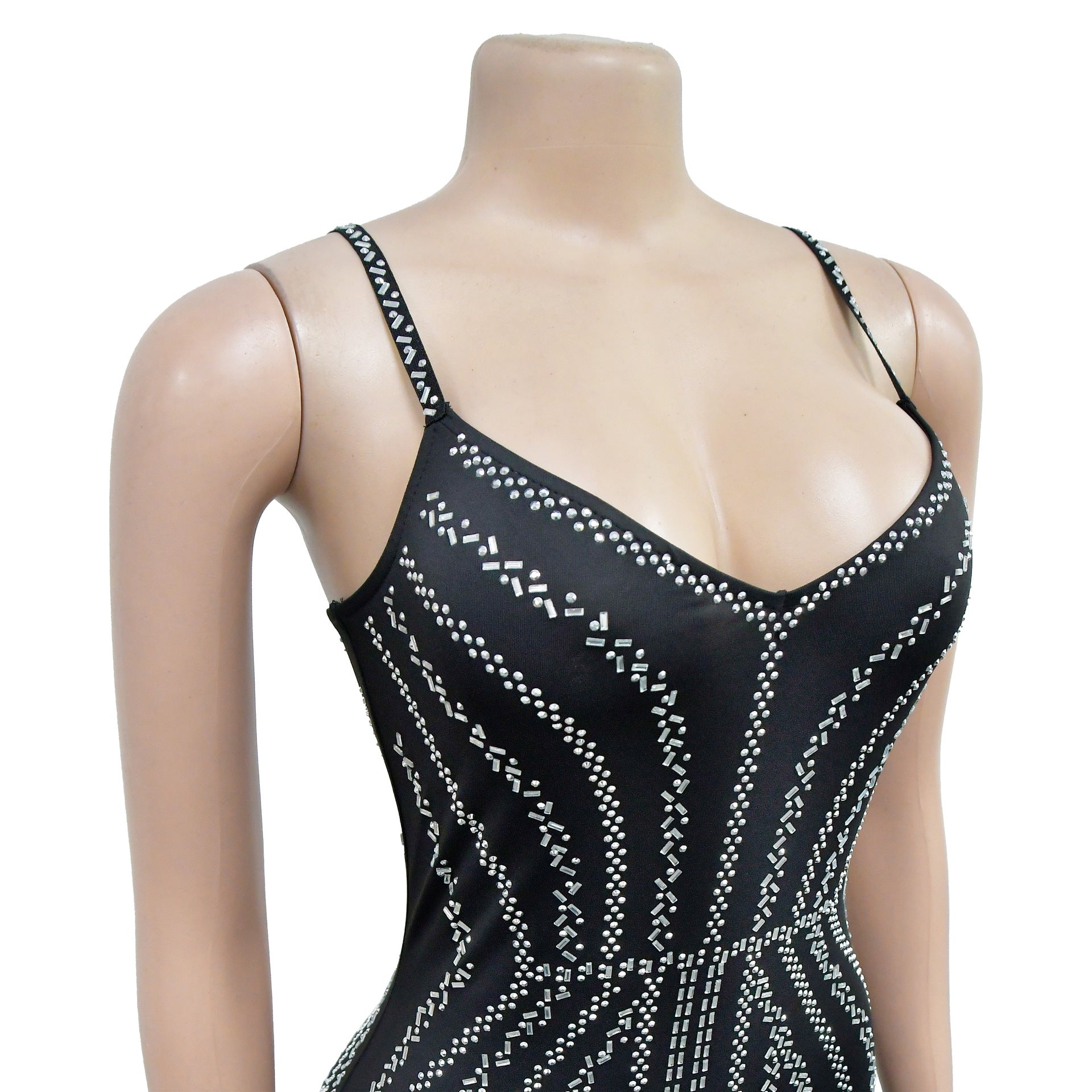 Women Solid Beaded Suspender Maxi Dress 17