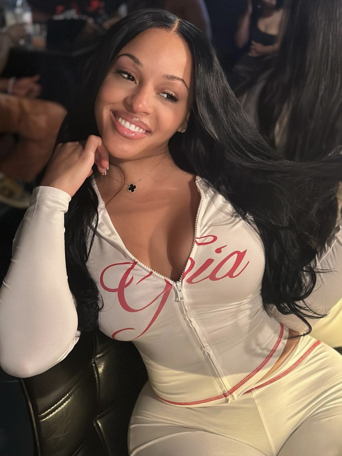 Summer Slim Letter Print Hooded Zipper Top & Trousers Set 4