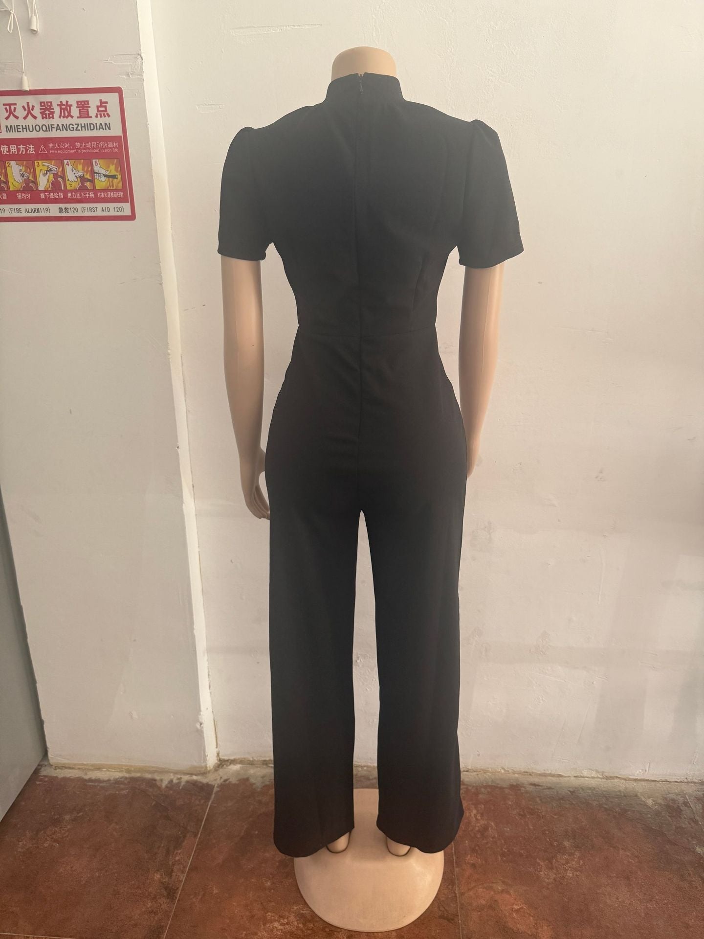 Women Elegant Scarf Short Sleeve Wide Leg Jumpsuit 10