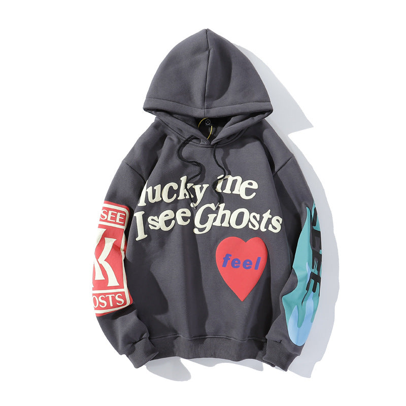 Women Graffiti Letter Printed Velvet Hoodies 3