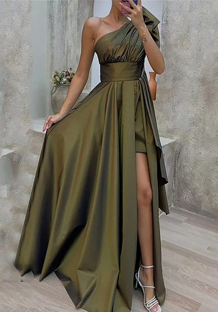 Women Spring Summer Slash Shoulder Off-shoulder irregular dress