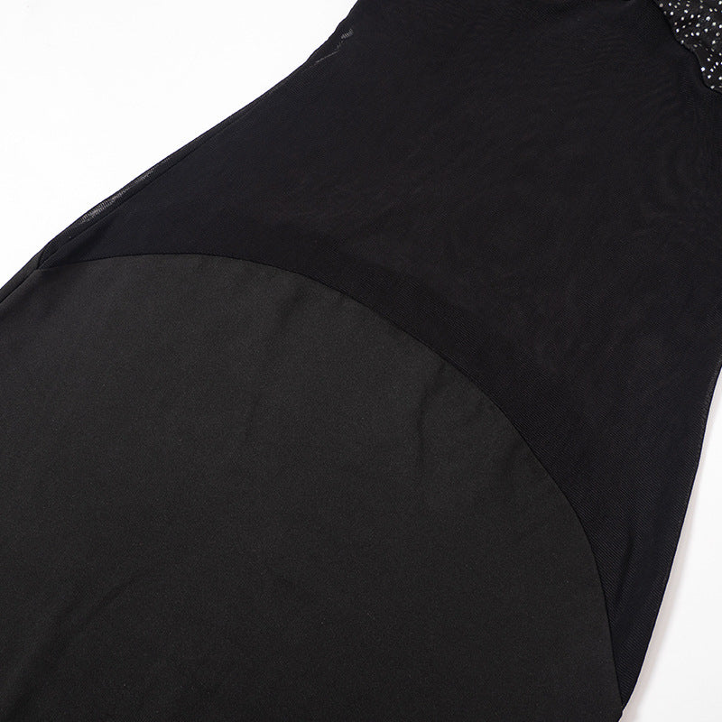 Women's Summer Solid Casual Mesh See-Through Straps Slim Maxi Dress 14