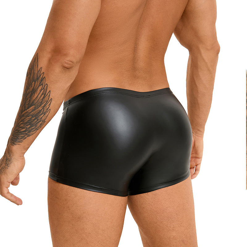 Men's Sexy Pu-Leather Square Leg Shorts 5