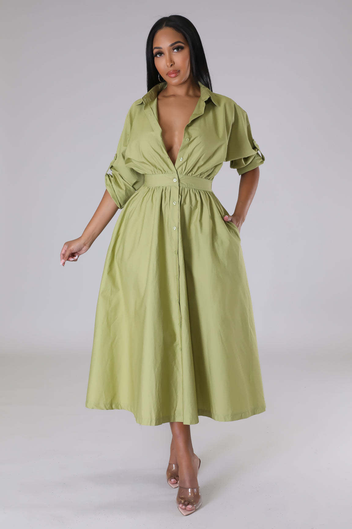 Women'S Dress Fashion Shirt Dress Tunic Loose Long Sleeve Long Dress 3