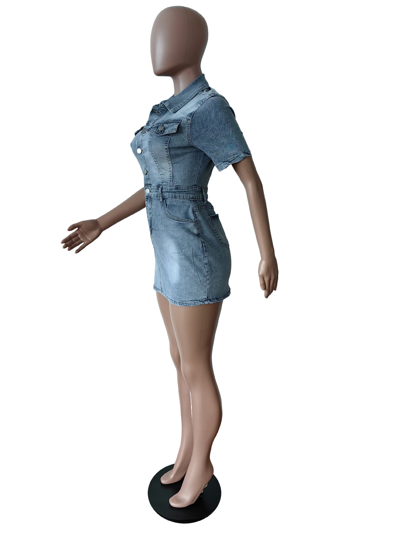Spring/Summer Denim Short Sleeve Fashion Slim Fit Dress 8