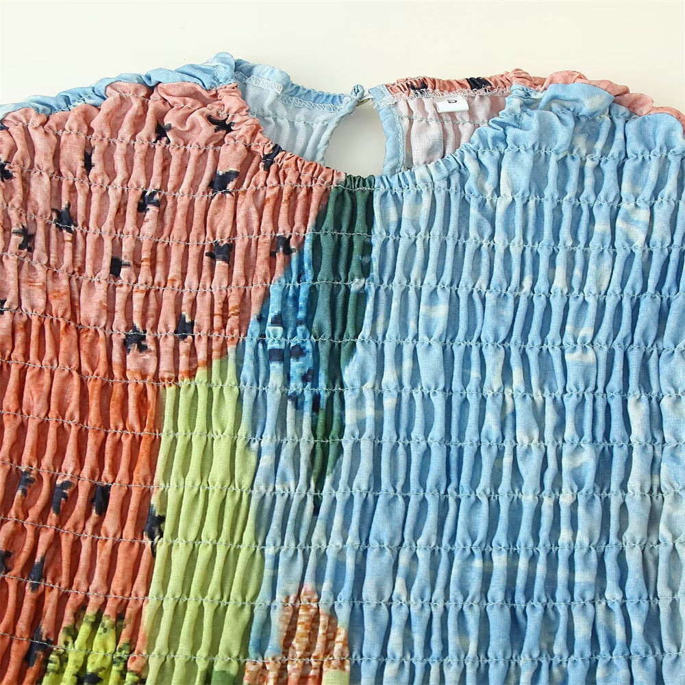 Summer Women's Print Chic Slim Waist Sleeveless Casual Dress 9