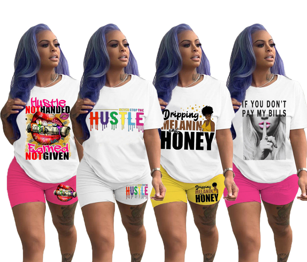 Women Casual Print Top + Shorts Two-Piece Set 6