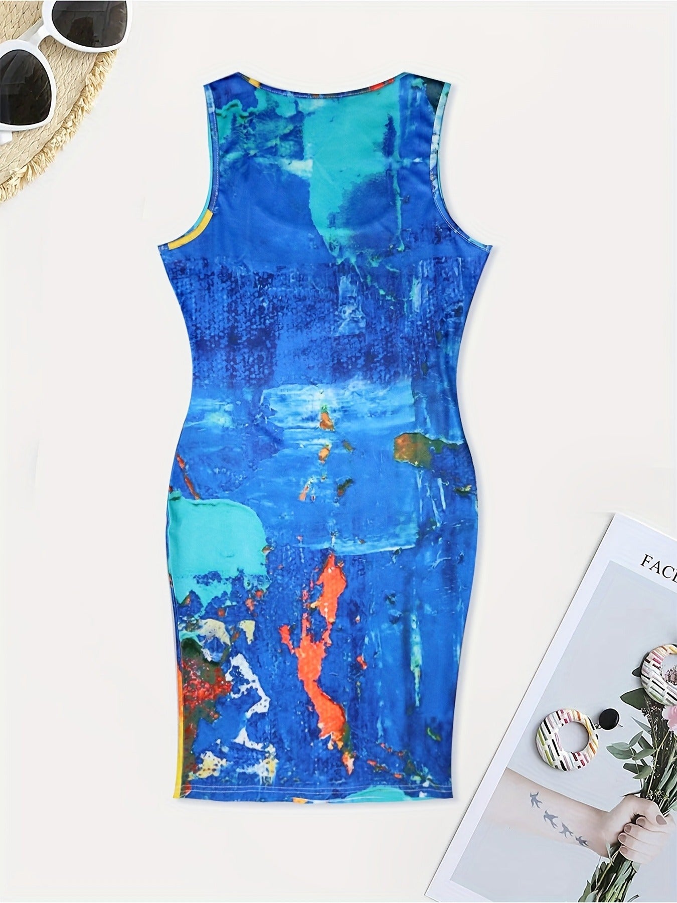 Plus Size Women Casual Printed Sleeveless Dress 14