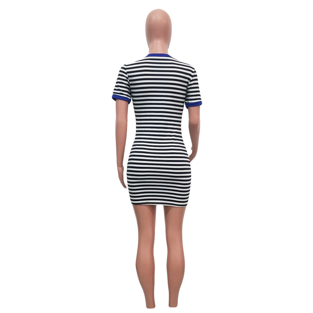 Summer Striped Print Pocket Dress 9