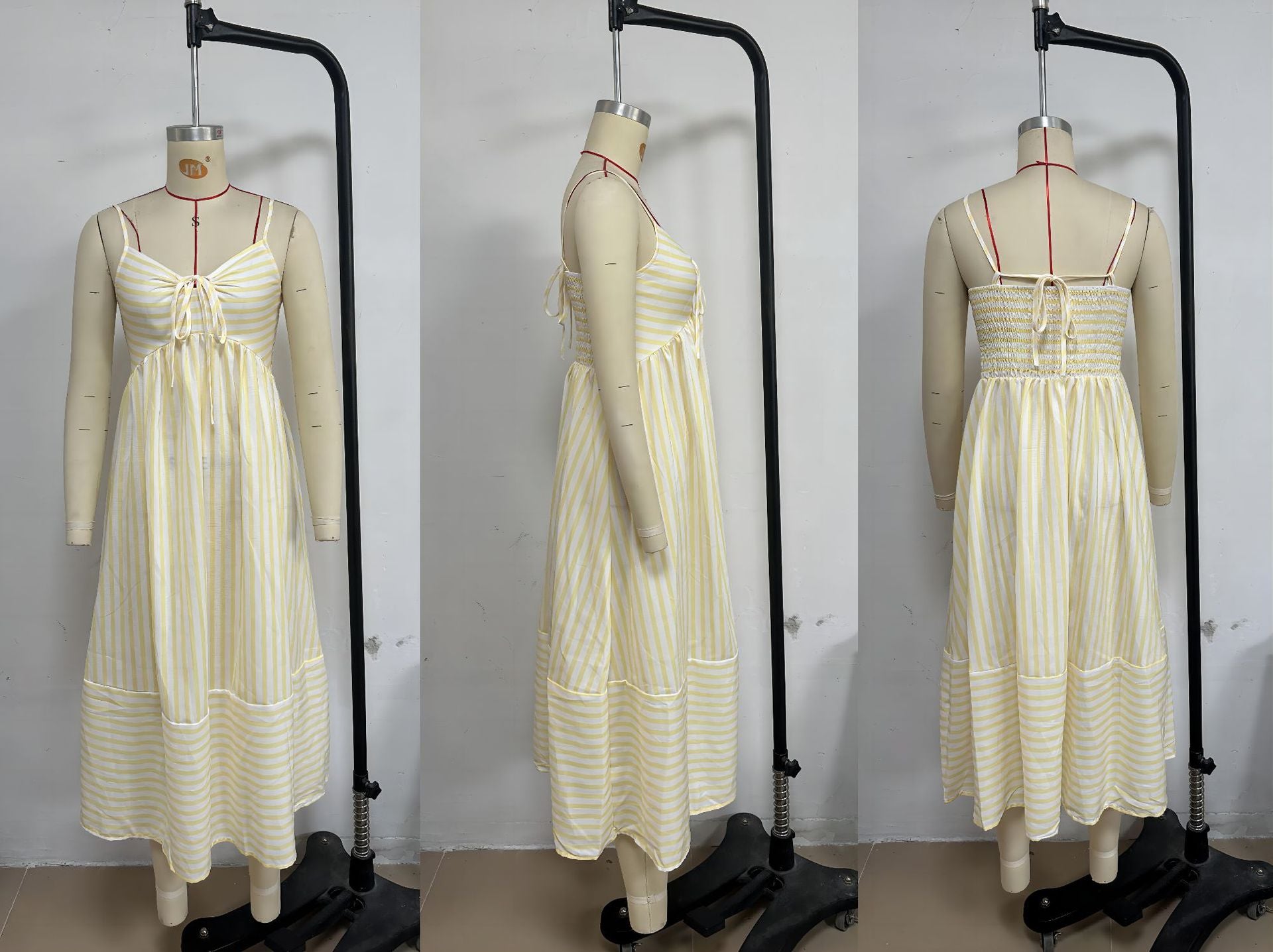 Women Summer V-Neck Striped Strap Dress 7