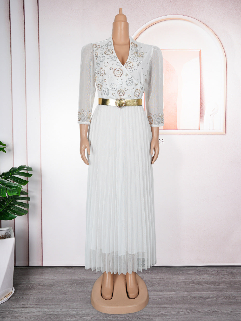 Beaded V-Neck Formal Party/Evening Dress African Plus Size Chic Elegant Dress for Women 10