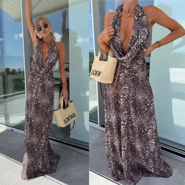 Women's Fashion Printed Round Neck Sleeveless Tide Dress 4