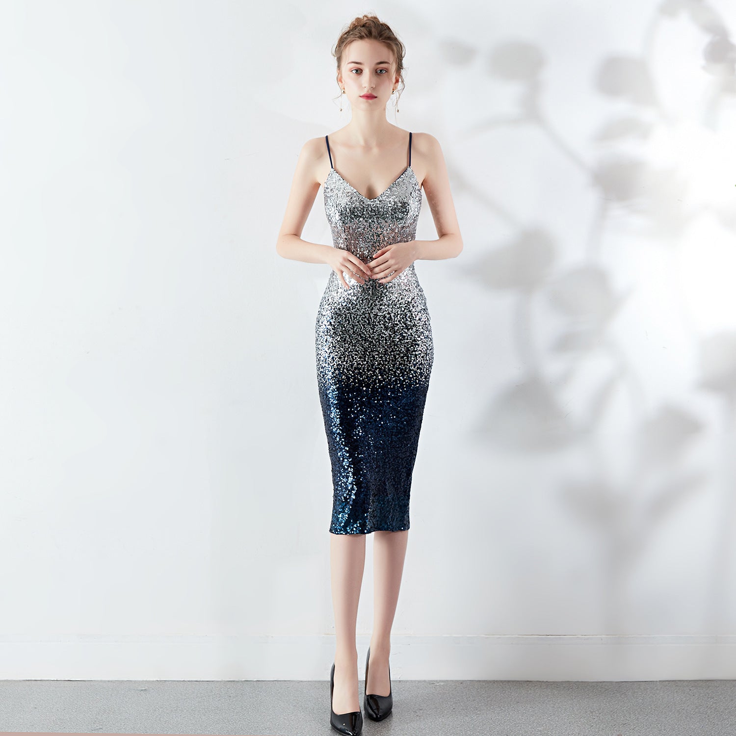 Sling Sequins Wrap See-Through l Bodycon Sexy Dress Wedding Formal Party Dress 3