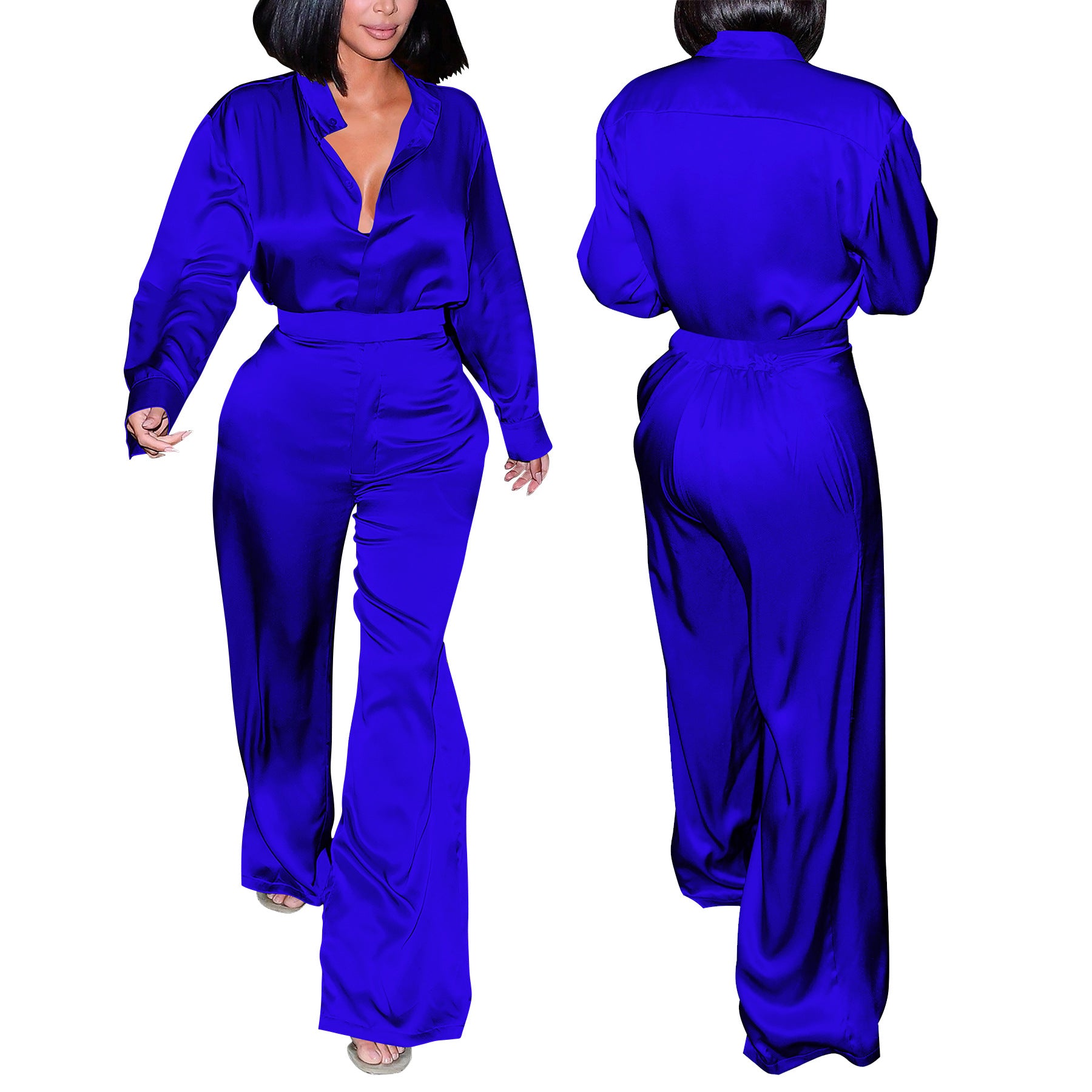 Fashion Women's Long Sleeve Shirt & Pants Set 8