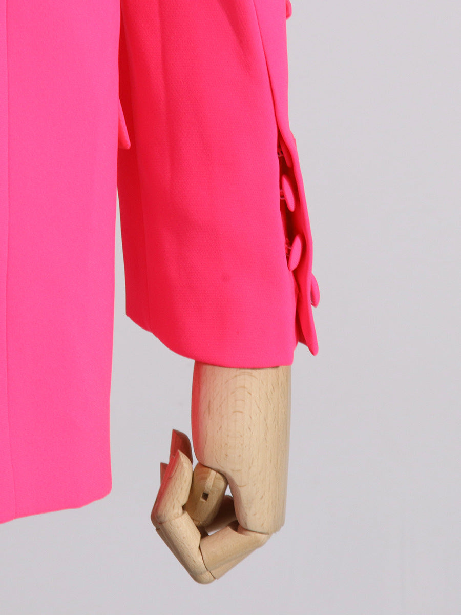 Women double-breasted floral Patchwork Blazer + high-waisted Bell Bottom pants two-piece set 32