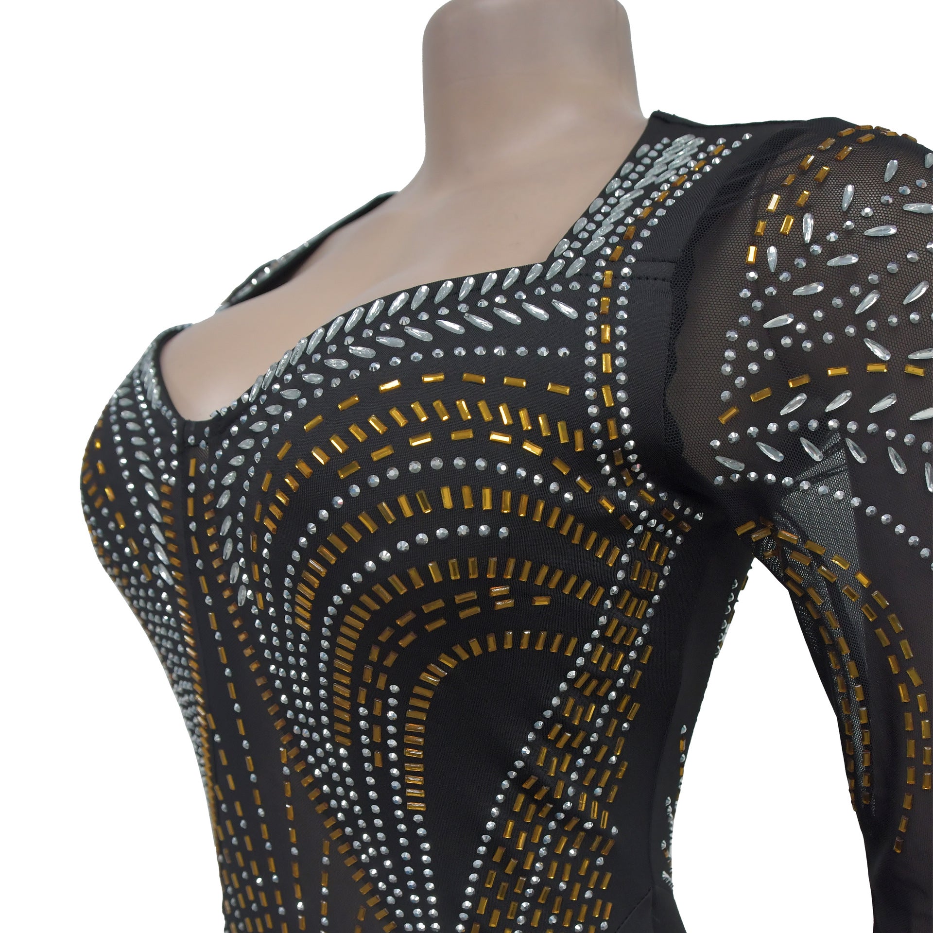 Women Beaded Solid long-sleeved dress 8