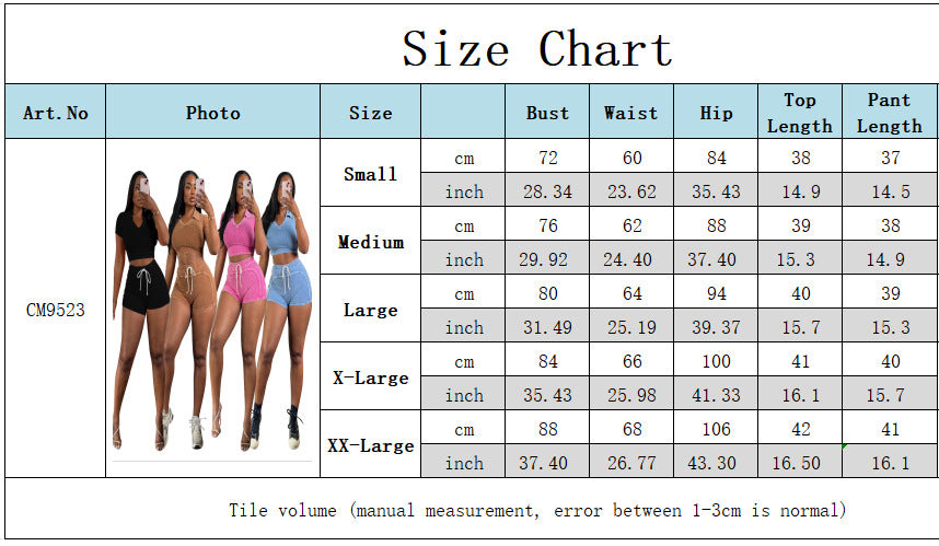 Women's Ribbed fashion Casual Two Piece Shorts Set 11