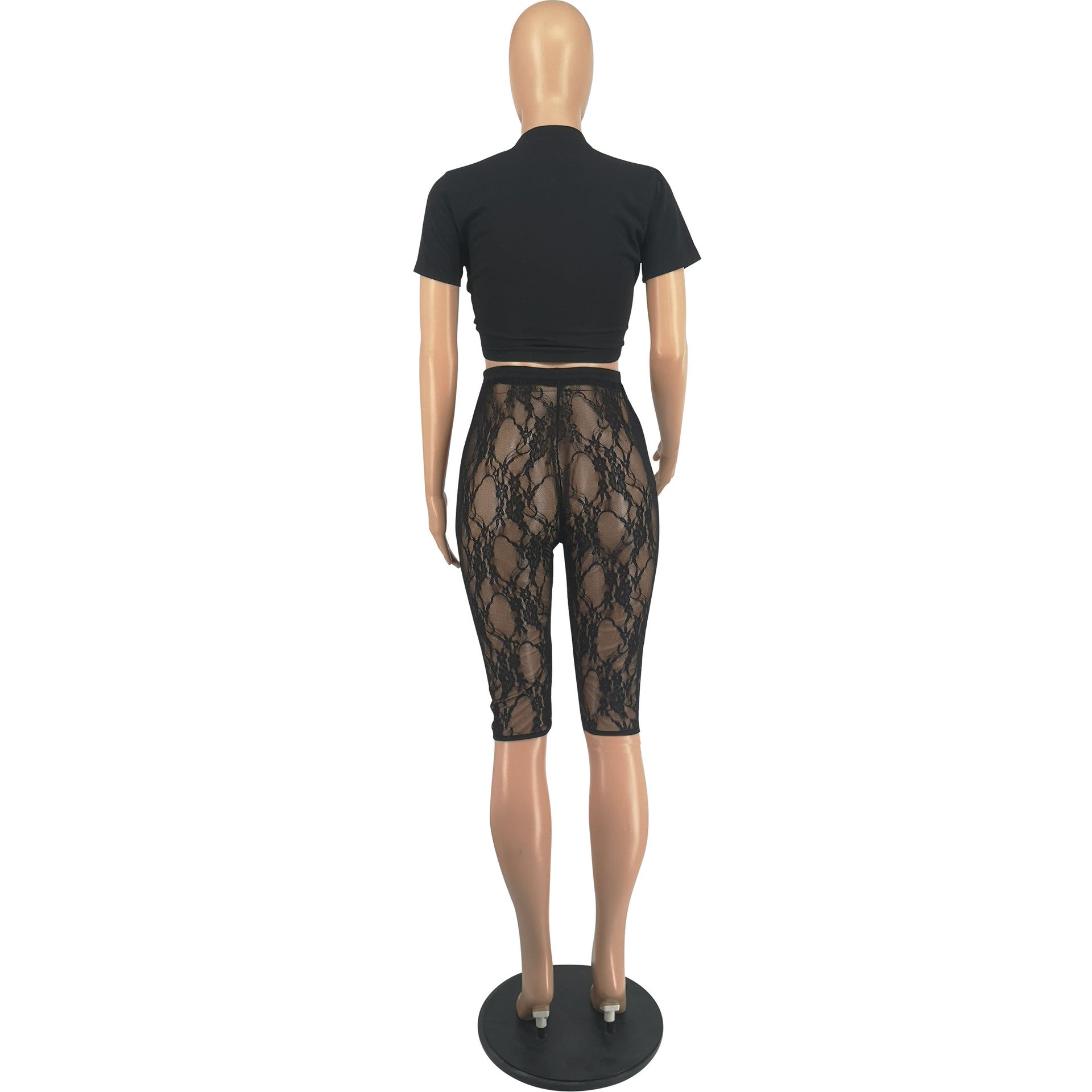 Summer Women Sexy Mesh Top and Shorts Two-piece Set 12