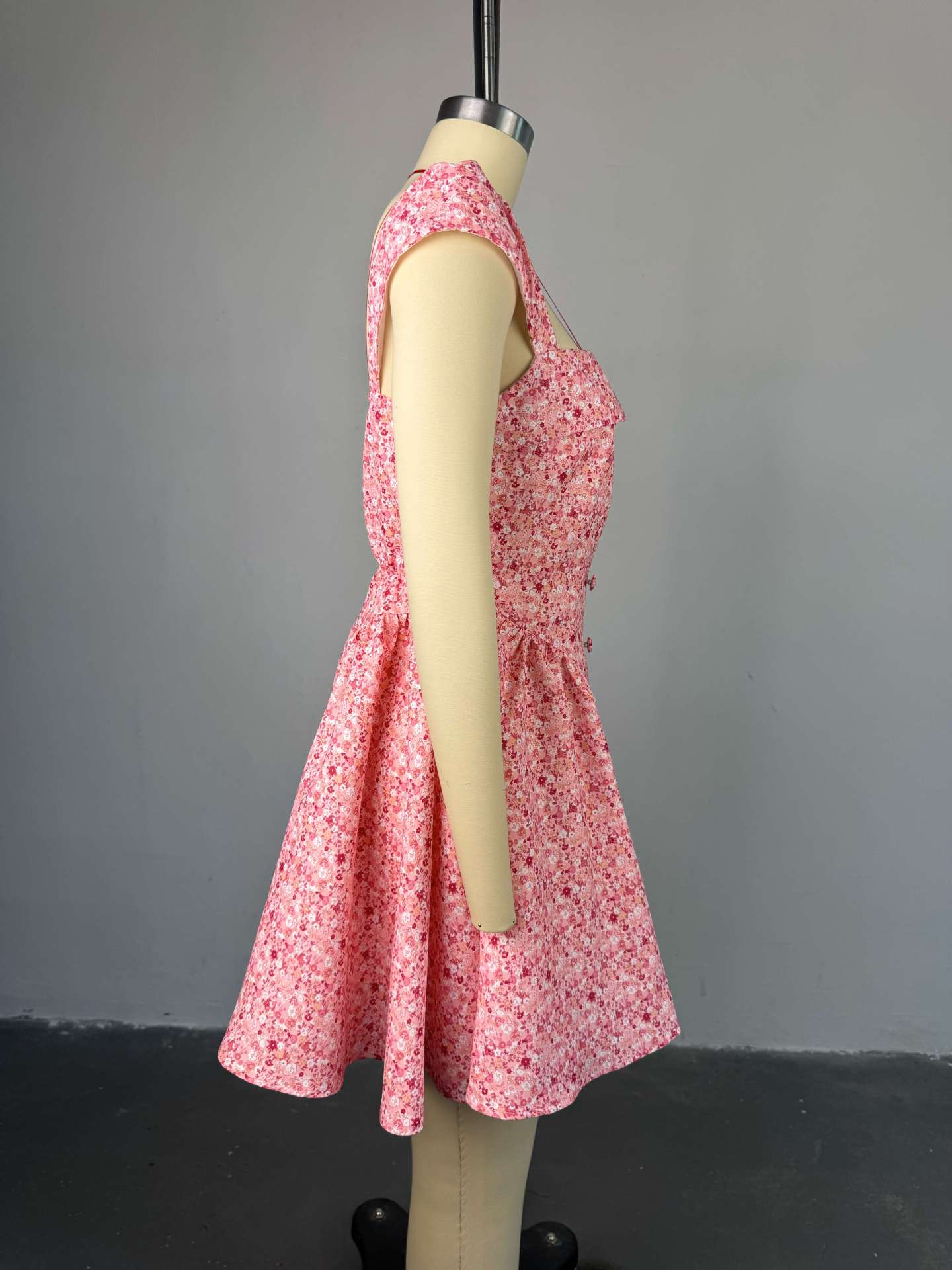 Women Summer Square Neck Printed Irregular Mini Dress 16