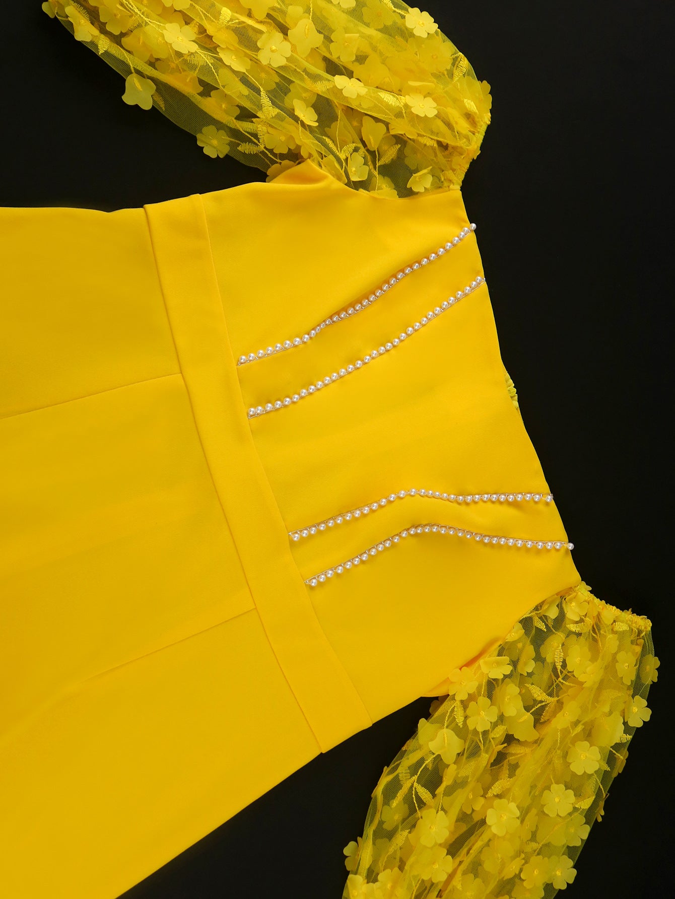 Women Sexy Strapless See-Through Lantern Sleeve Party Cocktail Beading Dress 7