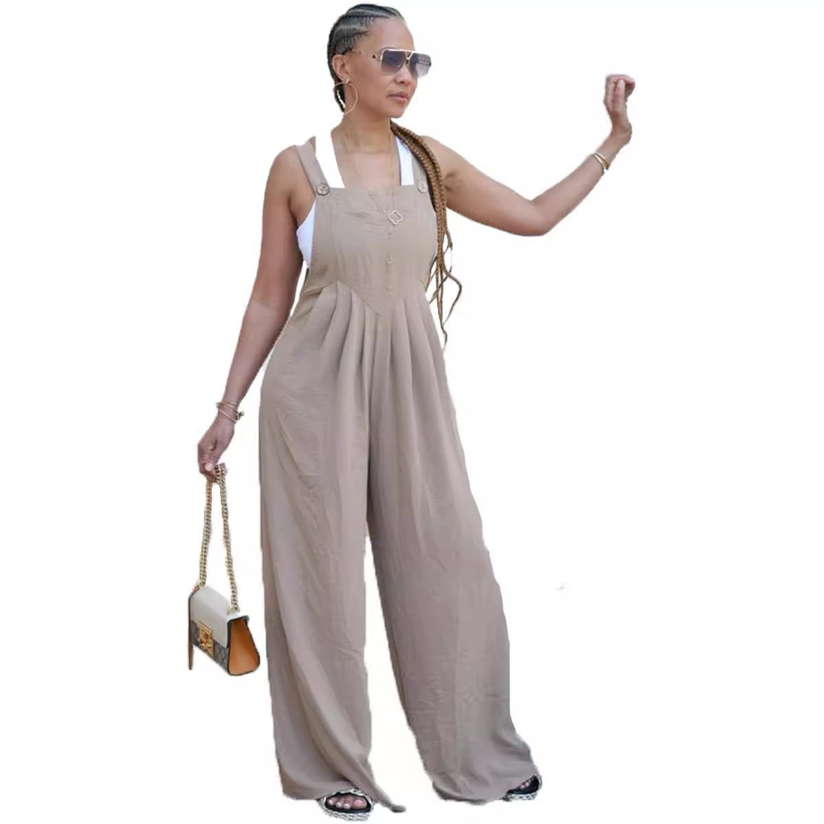 Women's Solid Color Women's Overalls Wide Leg Casual Jumpsuit 6