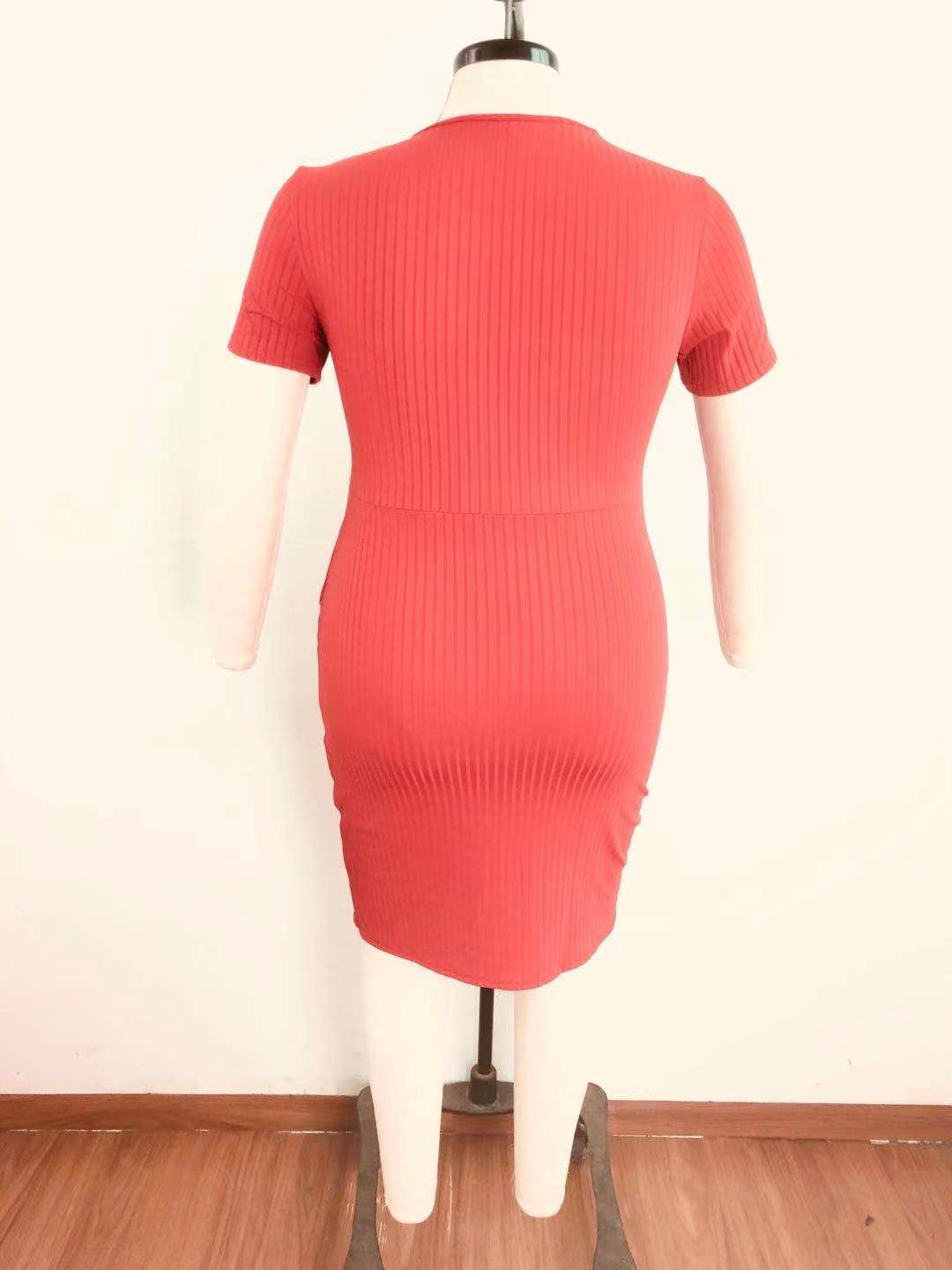 Plus Size Women Knitting Ribbed Open Lace Dress 7
