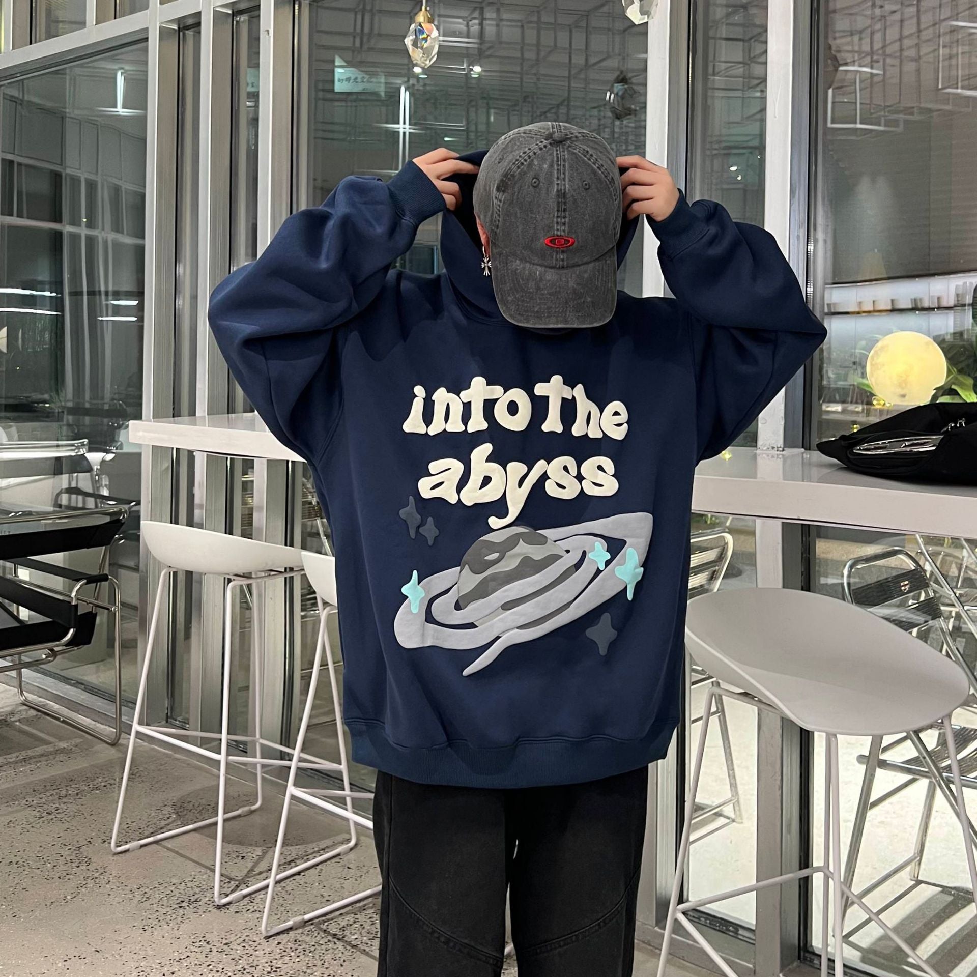 Autumn American Street Casual Letter Print Loose Hooded Hoodies