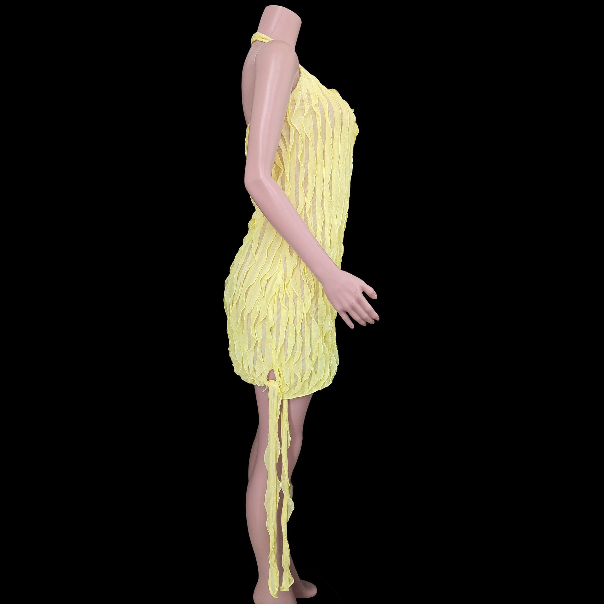 Spring Summer Women's Halter Neck Pleated Flower Dress 10