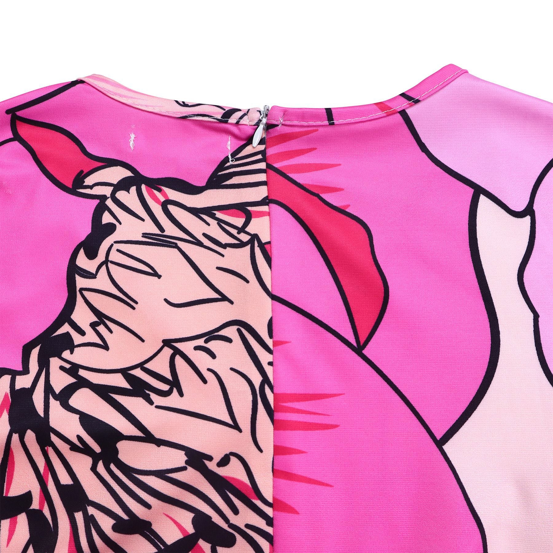 Summer Fashion Chic Women's Belt Print African Plus Size Midi Dress 30