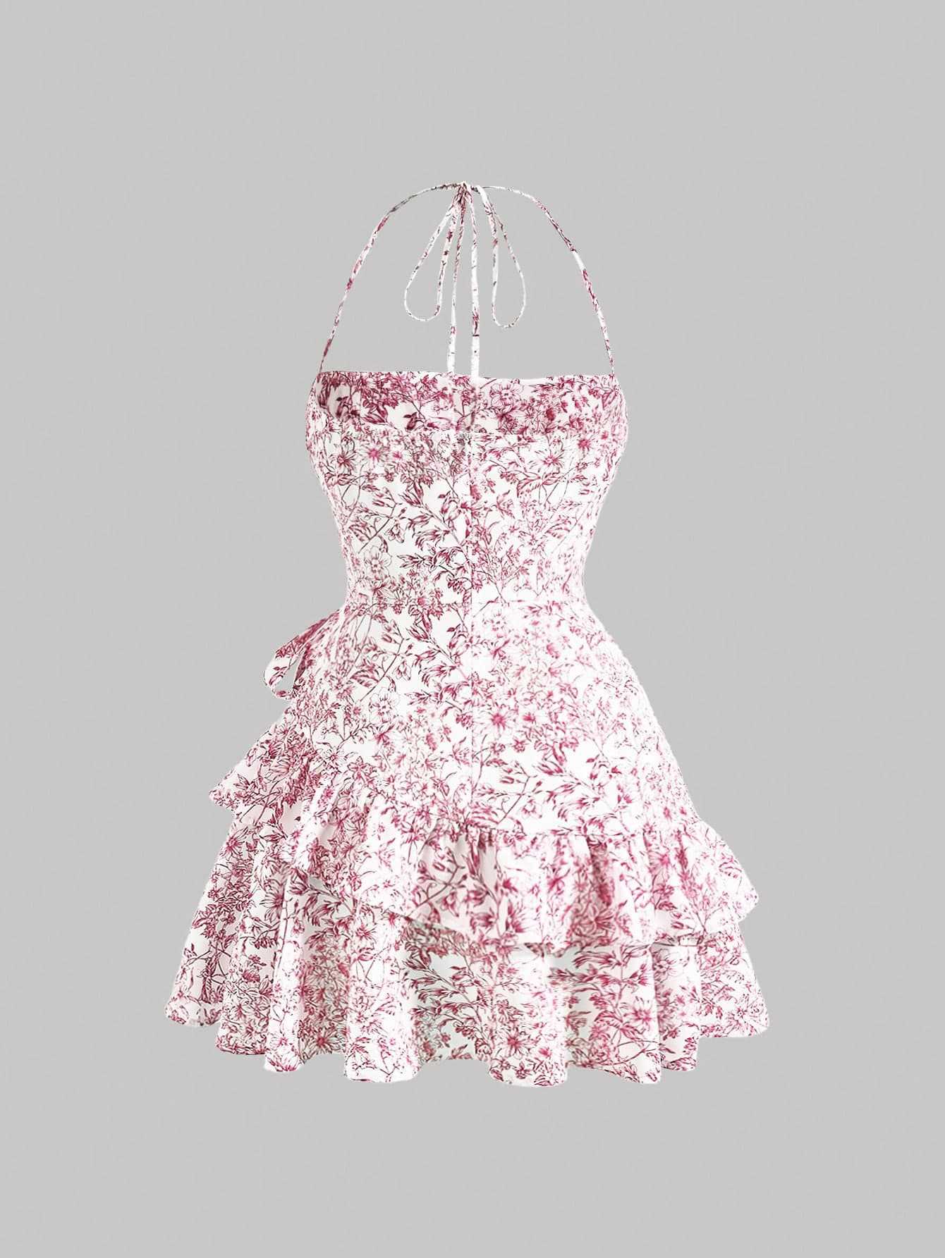 Women floral cascading ruffles dress 23